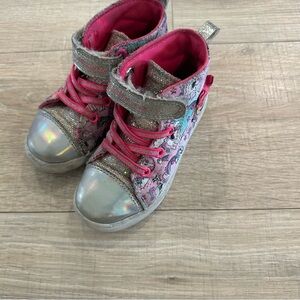 Girls Minnie Mouse Pink and Silver High-Top Shoes